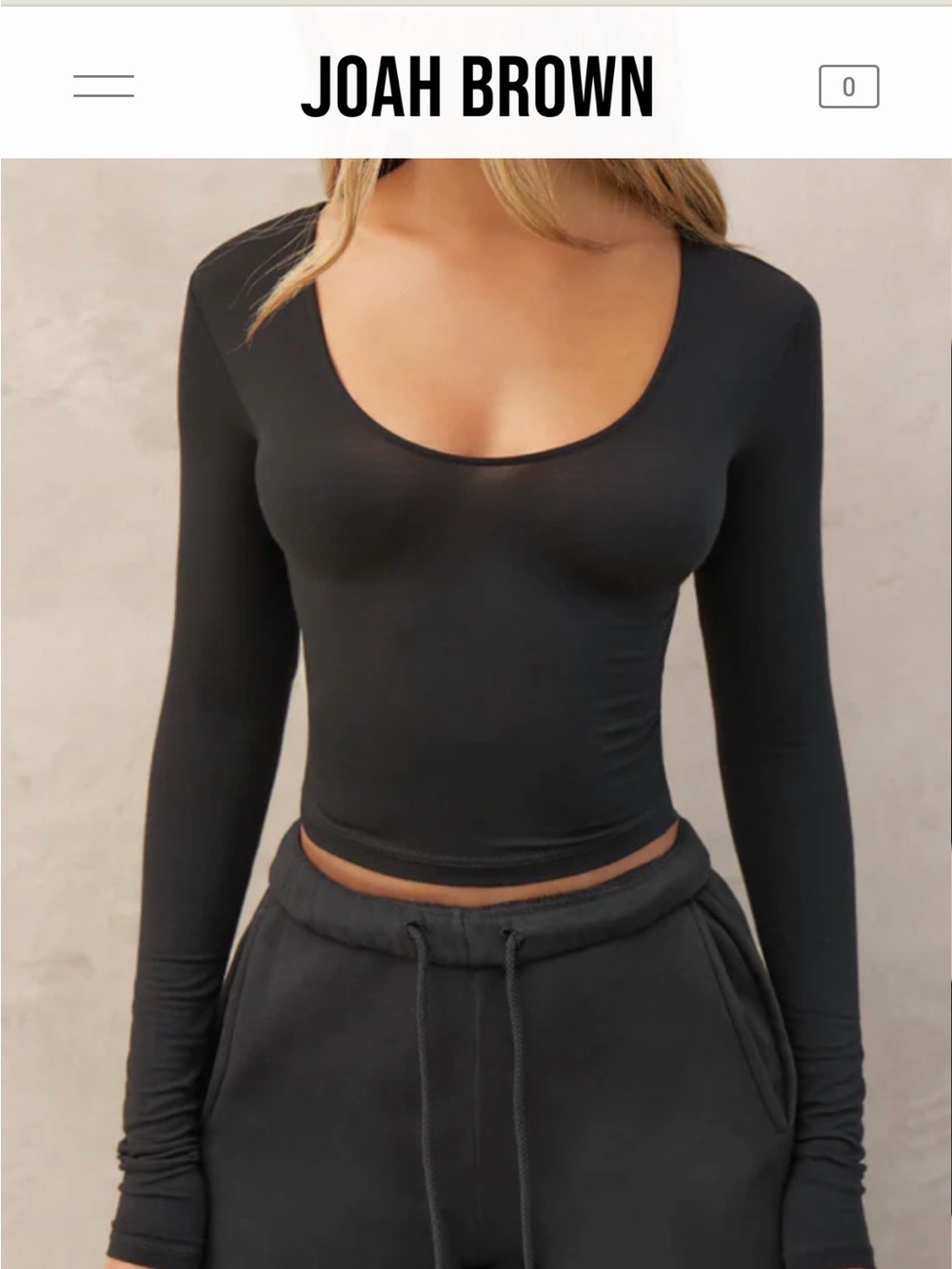 Joan Brown Black Scoop Neck Long Sleeve Top